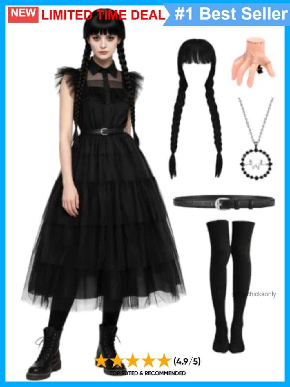 Gothic Princess Costume Set Women Dress Necklace Hairpin Stockings Wig Cosplay